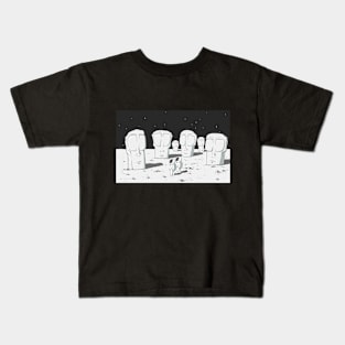 Lunar Lark: Astronaut Encounters Alien Stoneface Kids T-Shirt